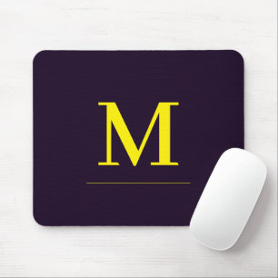 Minimalist yellow elegant sophisticated monogram mouse pad