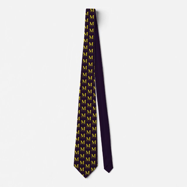 Minimalist yellow elegant sophisticated monogram tie (Front)