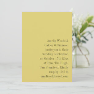 Minimalist Yellow Elegant Stylish Modern Wedding Invitation