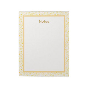 Minimalist Yellow Floral Pattern Border Notes Note