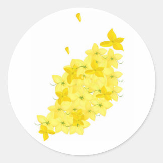 Minimalist Yellow Flowers Classic Round Sticker
