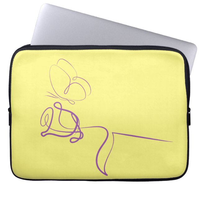 Minimalist yellow Laptop Sleeve (Front)