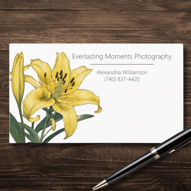 Minimalist Yellow Lily  Business Card (Creator Uploaded)