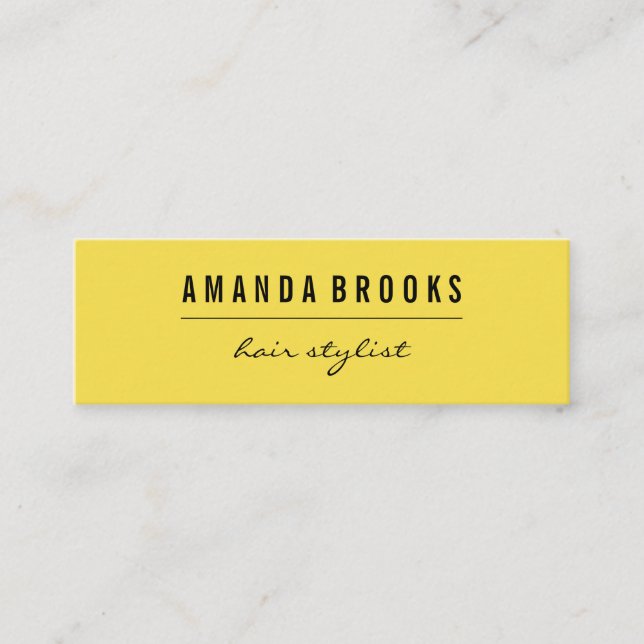 Minimalist Yellow Mini Business Card (Front)