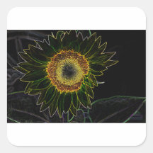 Minimalist Yellow Neon Sunflower Floral Art