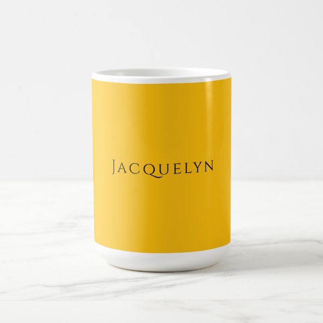 Minimalist Yellow Orange Plain Elegant Modern Name Coffee Mug (Center)
