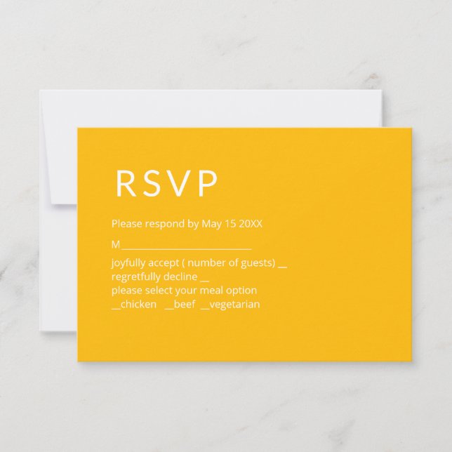 Minimalist Yellow RSVP Card (Front)