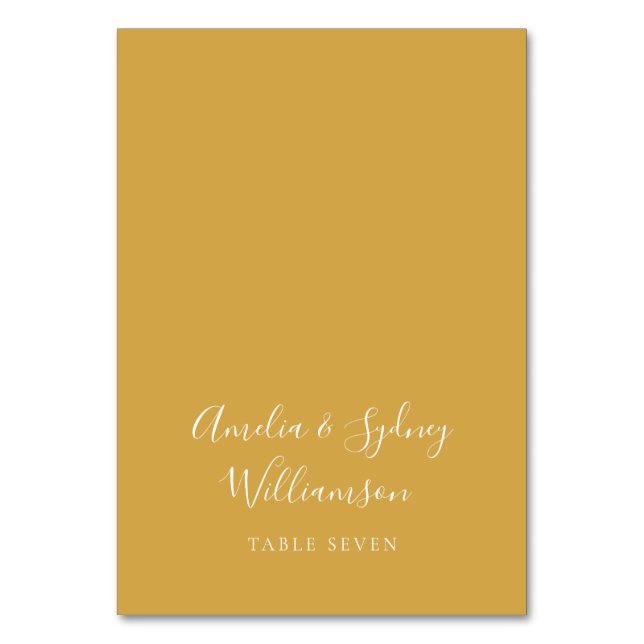 Minimalist Yellow Script Custom Name Place Card (Front)