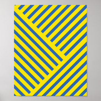 Minimalist Yellow Stripes on Blue Background – Mod Poster