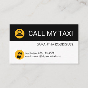 Minimalist Yellow Taxi Cab Driver Business Card