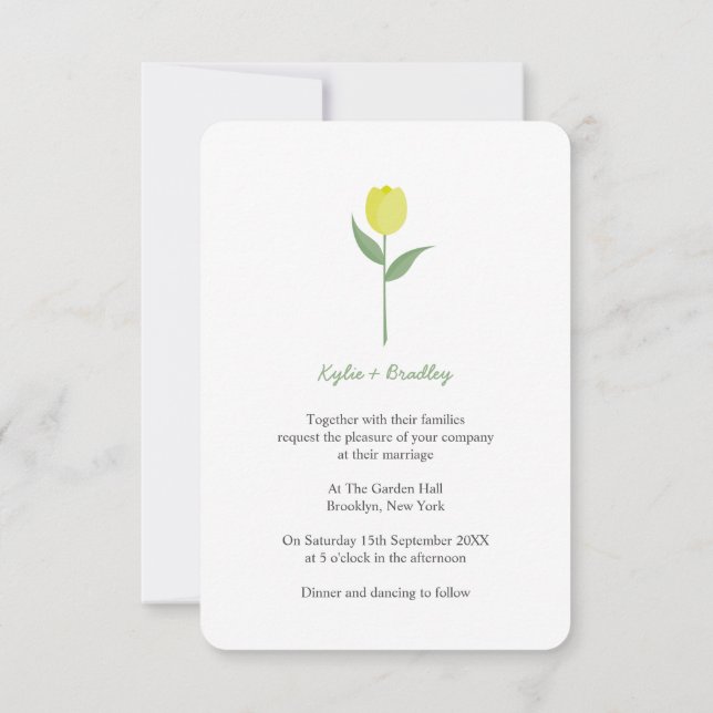 Minimalist Yellow Tulip Invitation (Back)