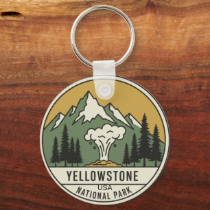 Minimalist Yellowstone National Park Keychain - Cu