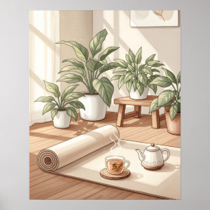 Minimalist Yoga Corner Calm Meditation Space Poster