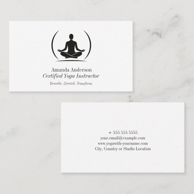 Minimalist Yoga Instructor Clean & Elegant Design Business Card (Front/Back)