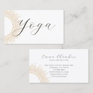 Minimalist Yoga Instructor Lotus Pose Illustration Business Card