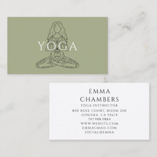 Minimalist Yoga Instructor Lotus Pose Illustration Business Card