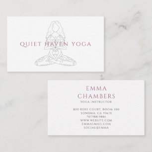 Minimalist Yoga Instructor Lotus Pose Illustration Business Card