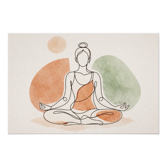 Minimalist Yoga Meditation Glossy Poster (Front)