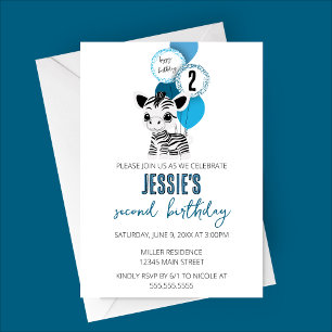Minimalist Zebra Birthday Party Invitatoin Invitation