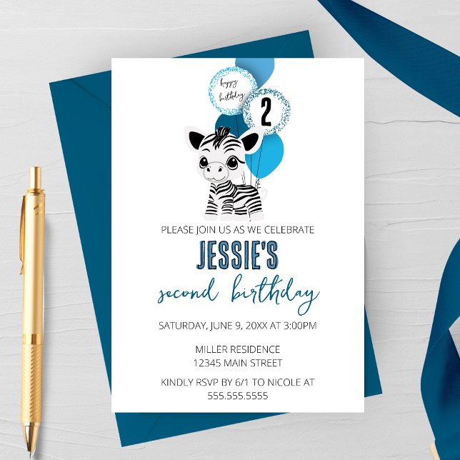 Minimalist Zebra Birthday Party Invitatoin Invitation (Creator Uploaded)