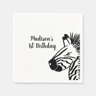 Minimalist Zebra Doodle Zoo Safari Party Napkin