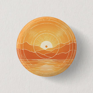 Minimalist Zen Mountain Ocean Retro Sunset 3 Cm Round Badge