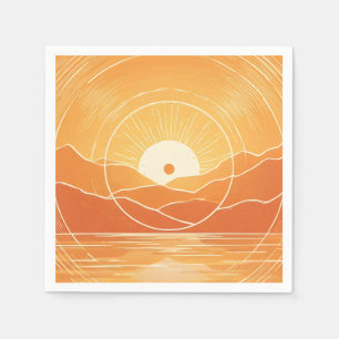 Minimalist Zen Mountain Ocean Retro Sunset Napkin
