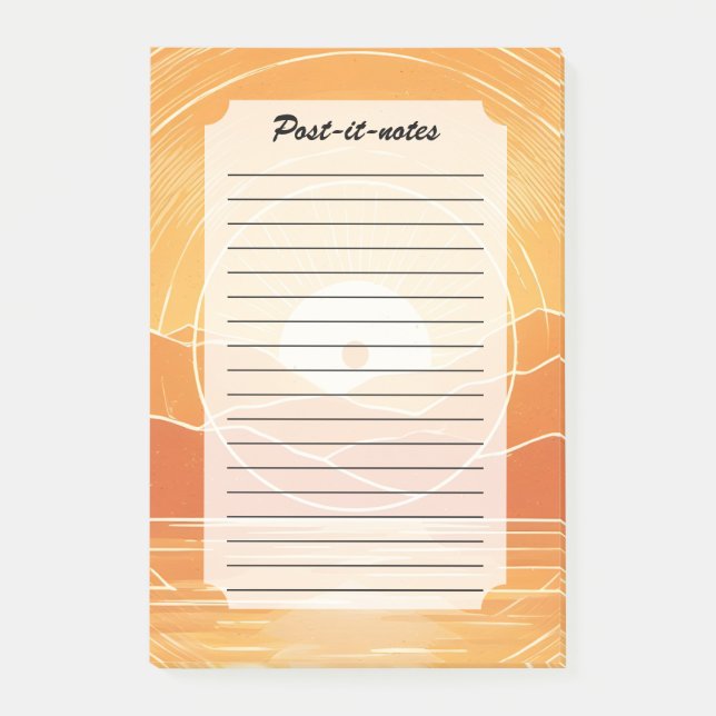 Minimalist Zen Mountain Ocean Retro Sunset Post-it Notes (Front)