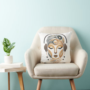 Minimalist Zen Music Goddess Geometric Abstract Cushion