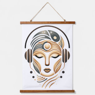 Minimalist Zen Music Goddess Geometric Abstract Hanging Tapestry