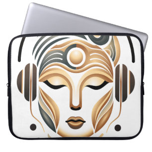 Minimalist Zen Music Goddess Geometric Abstract Laptop Sleeve