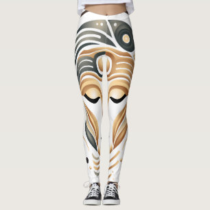 Minimalist Zen Music Goddess Geometric Abstract Leggings