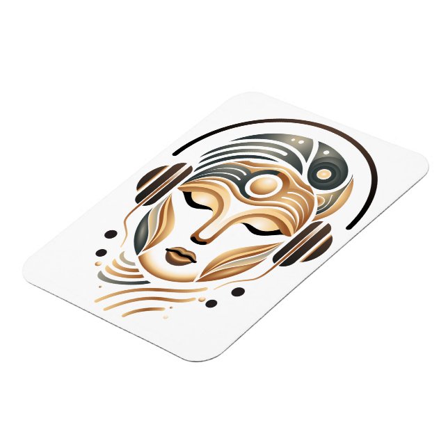 Minimalist Zen Music Goddess Geometric Abstract Magnet (Left Side)
