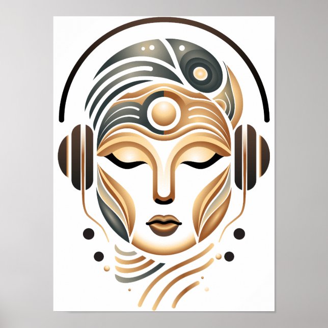 Minimalist Zen Music Goddess Geometric Abstract Poster (Front)