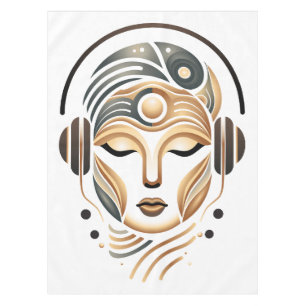 Minimalist Zen Music Goddess Geometric Abstract Tablecloth