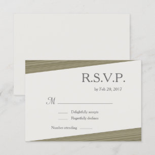 Minimalist zen olive green grey stripes rsvp invitation