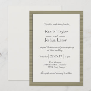 Minimalist zen olive green grey stripes wedding invitation
