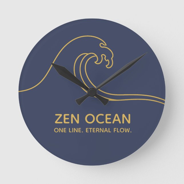 Minimalist Zen Wave | Abstract Ocean (NO NUMBERS) Round Clock (Front)