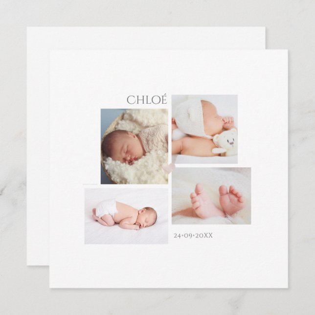 Minimaliste Faire-part de Naissance Fille cards (Front/Back)