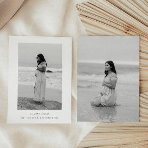 Minimalistic 2-Photo Black White Baby Pregnancy Announcement
