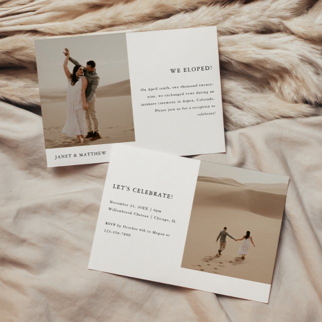 Minimalistic 2-Photo Elopement Wedding Reception Invitation (Creator Uploaded)