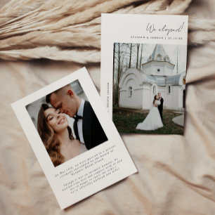 Minimalistic 2-Photo Script Wedding Elopement Announcement