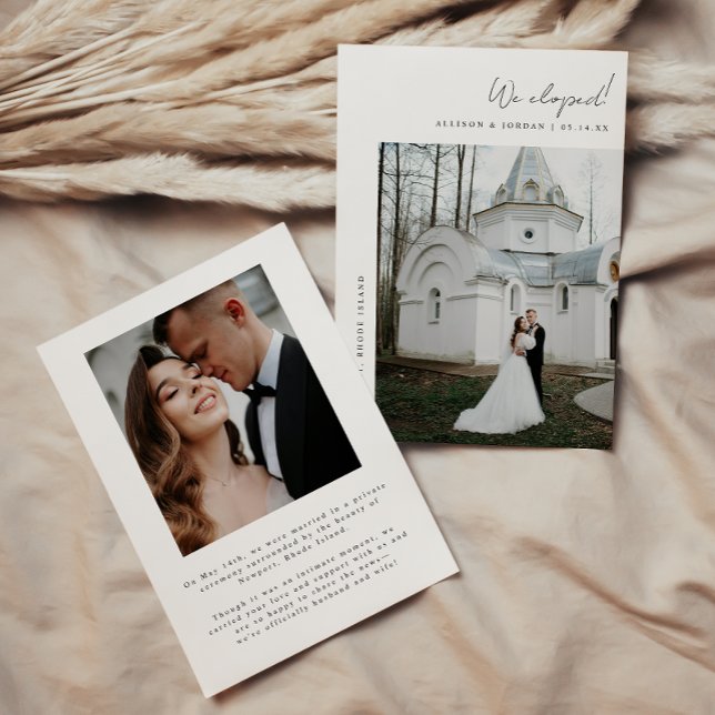 Minimalistic 2-Photo Script Wedding Elopement Announcement (Creator Uploaded)