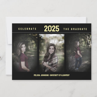 Minimalistic 3 Photo Graduation Announcement