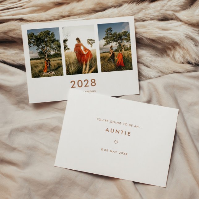 Minimalistic 3-Photo New Auntie Pregnancy Announcement (Creator Uploaded)