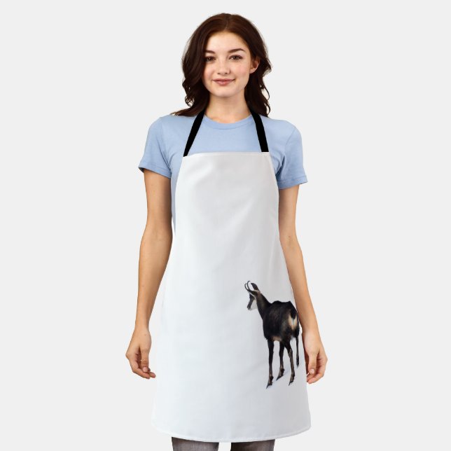 Minimalistic Alpine Chamois mountain goat on snow Apron (Worn)