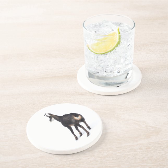Minimalistic Alpine Chamois mountain goat on snow Coaster (Side)