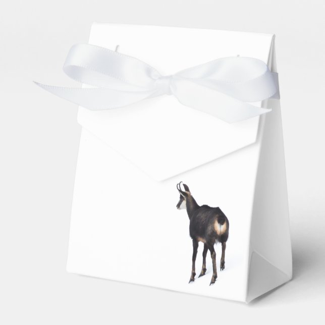 Minimalistic Alpine Chamois mountain goat on snow Favour Box (Front Side)