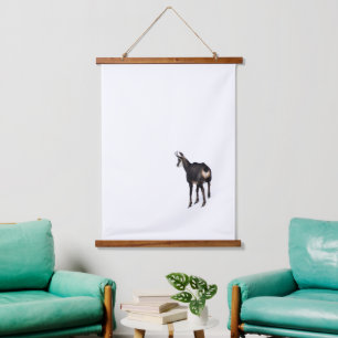 Minimalistic Alpine Chamois mountain goat on snow Hanging Tapestry