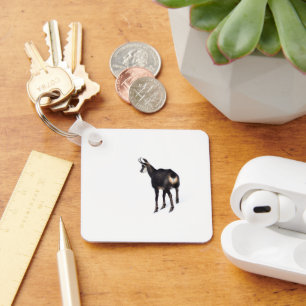 Minimalistic Alpine Chamois mountain goat on snow Key Ring